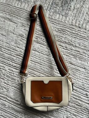 Mudd Women’s Cream and Brown Crossbody Shoulder Bag